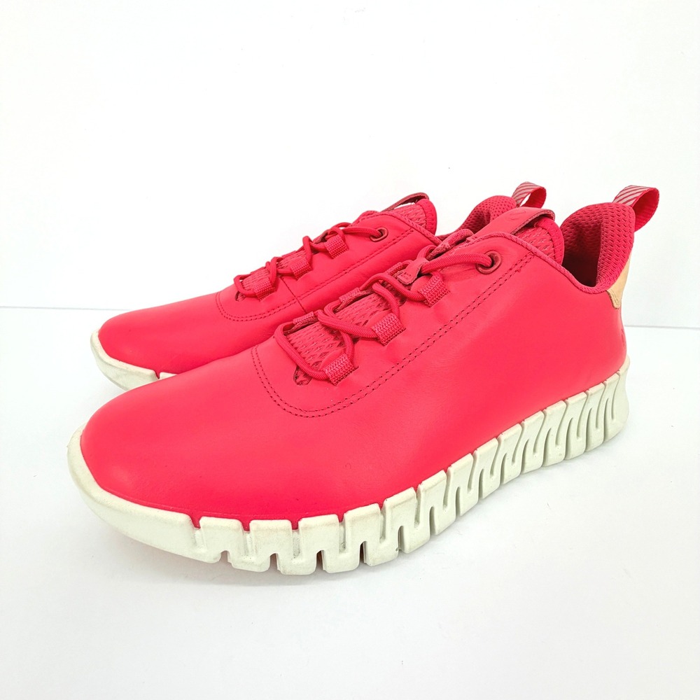 ECCO Gruuv Womens Leather Sneakers EU 41 US 10 10.5 Coral Pink White Sole